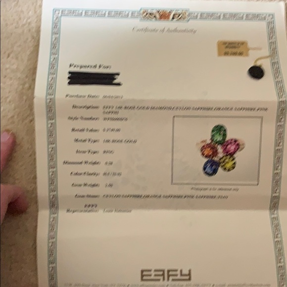 ‘***SOLD****Effy Diamond, Ceylon, Orange & Pink Sapphire, TSAV - Picture 15 of 16